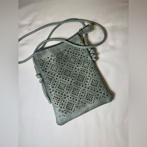 Gray Blue Crossbody Bag 6x8 inch